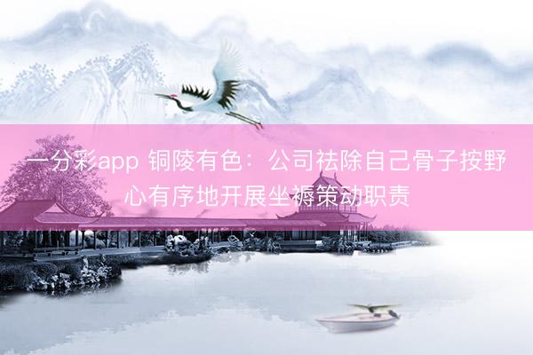 一分彩app 铜陵有色：公司祛除自己骨子按野心有序地开展坐褥策动职责