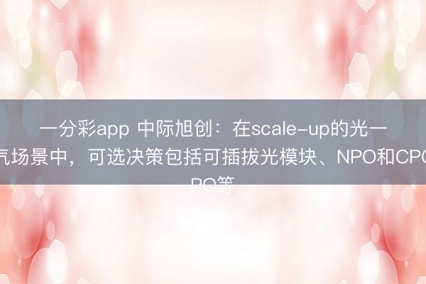 一分彩app 中际旭创：在scale-up的光一语气场景中，可选决策包括可插拔光模块、NPO和CPO等