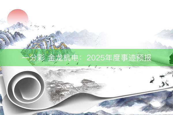 一分彩 金龙机电:2025年度事迹预报