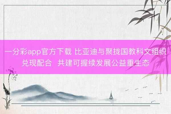 一分彩app官方下载 比亚迪与聚拢国教科文组织兑现配合 共建可握续发展公益重生态