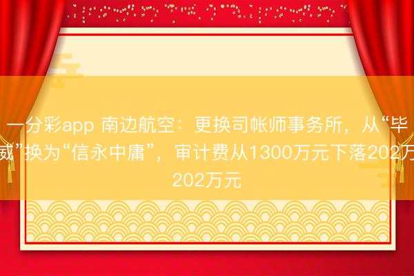 一分彩app 南边航空：更换司帐师事务所，从“毕马威”换为“信永中庸”，审计费从1300万元下落202万元