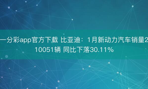 一分彩app官方下载 比亚迪:1月新动力汽车销量210051辆 同比下落30.11%