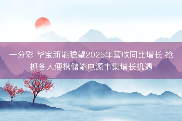 一分彩 华宝新能瞻望2025年营收同比增长 抢抓各人便携储能电源市集增长机遇