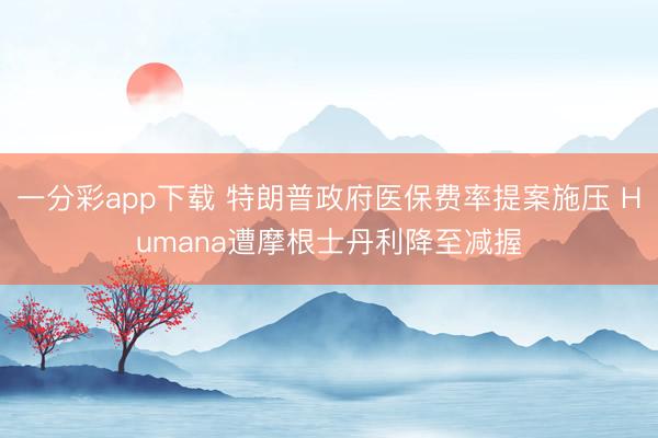 一分彩app下载 特朗普政府医保费率提案施压 Humana遭摩根士丹利降至减握