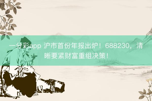 一分彩app 沪市首份年报出炉!688230,清晰要紧财富重组决策!