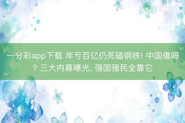 一分彩app下载 年亏百亿仍死磕钢铁! 中国傻吗? 三大内幕曝光, 强国强民全靠它