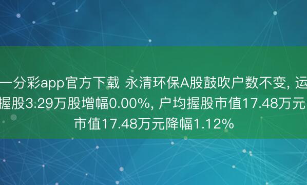 一分彩app官方下载 永清环保A股鼓吹户数不变, 运动A股户均握股3.29万股增幅0.00%, 户均握股市值17.48万元降幅1.12%