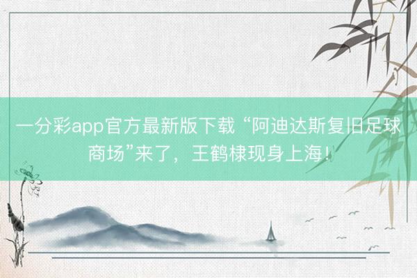 一分彩app官方最新版下载 “阿迪达斯复旧足球商场”来了，王鹤棣现身上海！