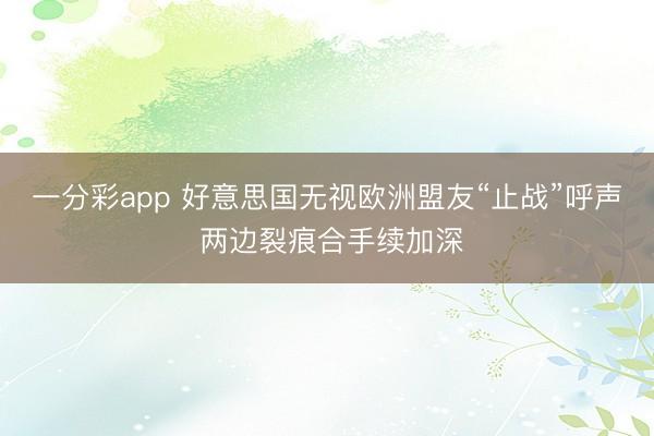 一分彩app 好意思国无视欧洲盟友“止战”呼声 两边裂痕合手续加深