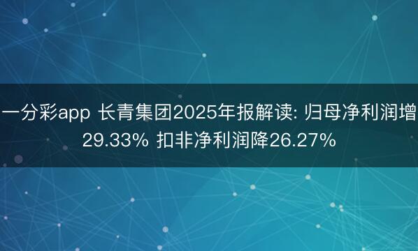 一分彩app 长青集团2025年报解读: 归母净利润增29.33% 扣非净利润降26.27%