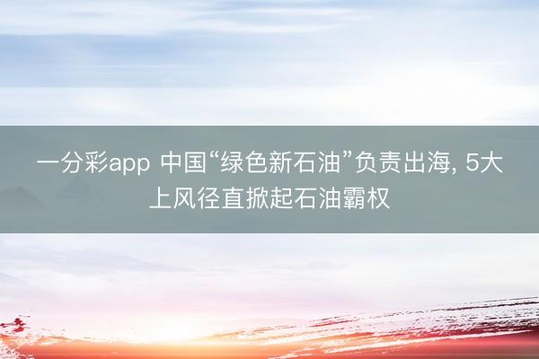 一分彩app 中国“绿色新石油”负责出海, 5大上风径直掀起石油霸权