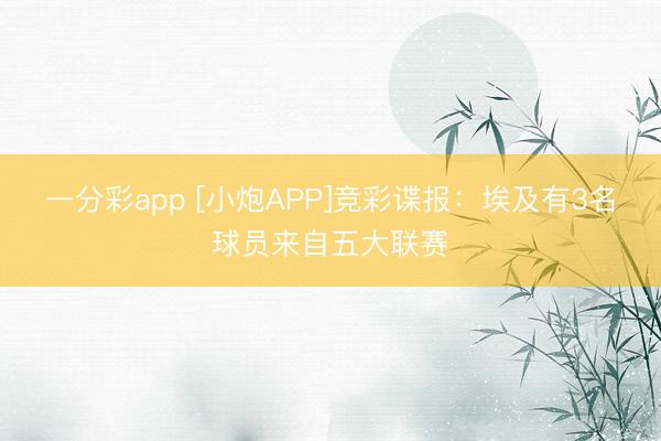 一分彩app [小炮APP]竞彩谍报：埃及有3名球员来自五大联赛