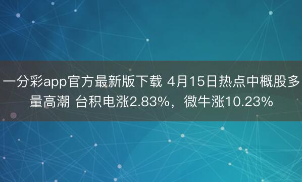 一分彩app官方最新版下载 4月15日热点中概股多量高潮 台积电涨2.83%，微牛涨10.23%