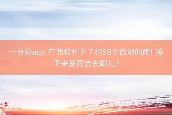 一分彩app 广西钦州下了约58个西湖的雨! 接下来暴雨会去哪儿?
