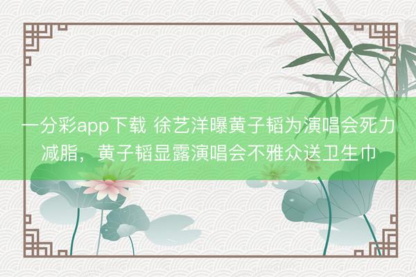 一分彩app下载 徐艺洋曝黄子韬为演唱会死力减脂，黄子韬显露演唱会不雅众送卫生巾