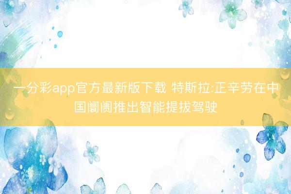 一分彩app官方最新版下载 特斯拉:正辛劳在中国阛阓推出智能提拔驾驶