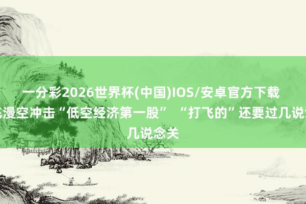 一分彩2026世界杯(中国)IOS/安卓官方下载 沃飞漫空冲击“低空经济第一股”  “打飞的”还要过几说念关