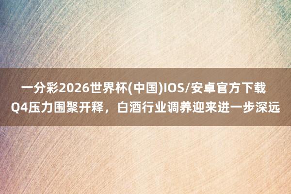 一分彩2026世界杯(中国)IOS/安卓官方下载 Q4压力围聚开释,白酒行业调养迎来进一步深远