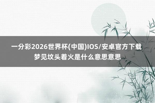 一分彩2026世界杯(中国)IOS/安卓官方下载 梦见坟头着火是什么意思意思