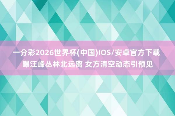 一分彩2026世界杯(中国)IOS/安卓官方下载 曝汪峰丛林北远离 女方清空动态引预见