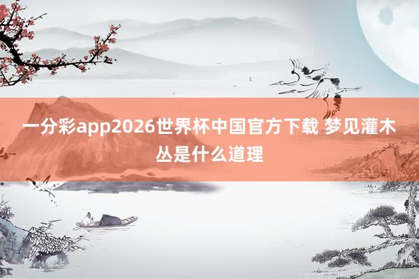 一分彩app2026世界杯中国官方下载 梦见灌木丛是什么道理