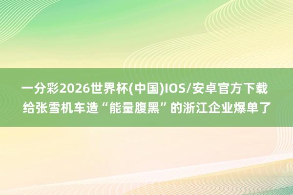 一分彩2026世界杯(中国)IOS/安卓官方下载 给张雪机车造“能量腹黑”的浙江企业爆单了