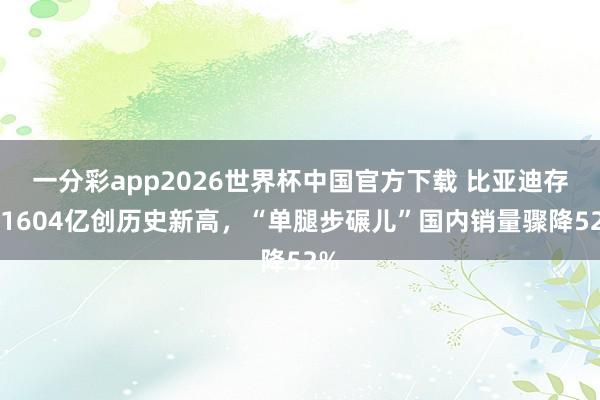 一分彩app2026世界杯中国官方下载 比亚迪存货1604亿创历史新高，“单腿步碾儿”国内销量骤降52%