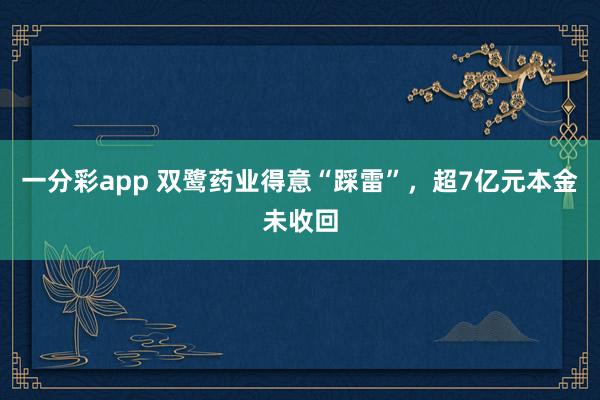 一分彩app 双鹭药业得意“踩雷”，超7亿元本金未收回