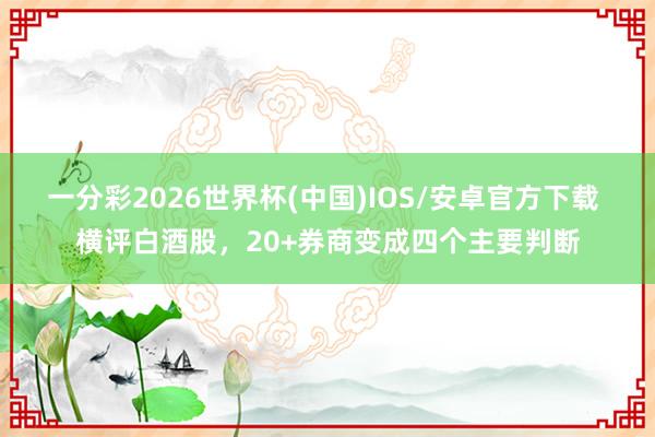 一分彩2026世界杯(中国)IOS/安卓官方下载 横评白酒股，20+券商变成四个主要判断