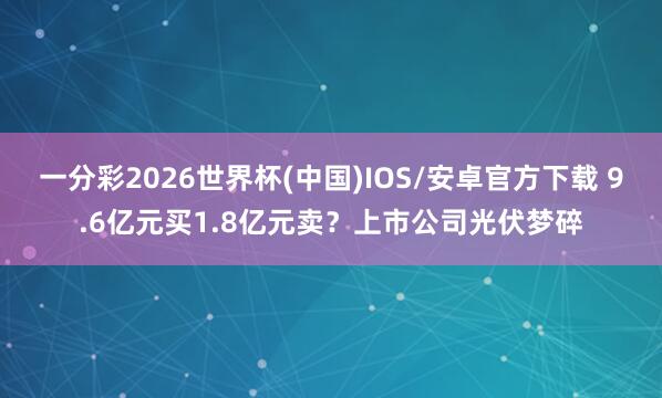 一分彩2026世界杯(中国)IOS/安卓官方下载 9.6亿元买1.8亿元卖？上市公司光伏梦碎