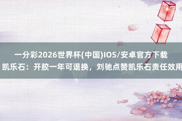 一分彩2026世界杯(中国)IOS/安卓官方下载 凯乐石：开胶一年可退换，刘驰点赞凯乐石责任效用