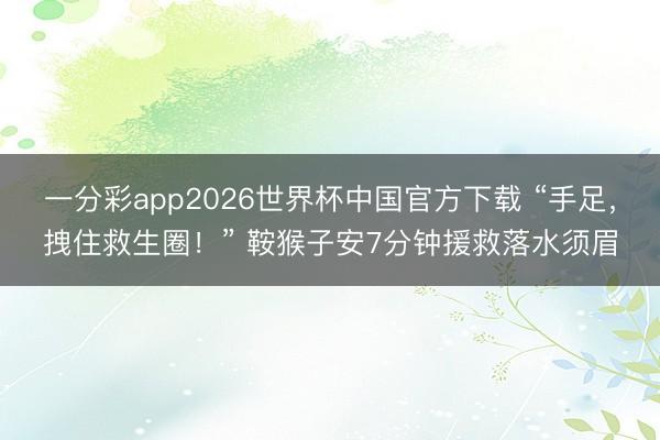 一分彩app2026世界杯中国官方下载 “手足，拽住救生圈！” 鞍猴子安7分钟援救落水须眉