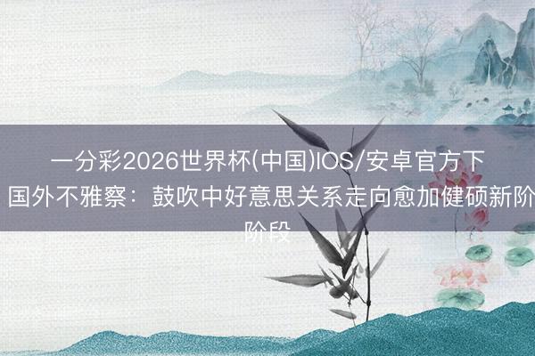 一分彩2026世界杯(中国)IOS/安卓官方下载 国外不雅察:鼓吹中好意思关系走向愈加健硕新阶段