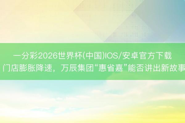 一分彩2026世界杯(中国)IOS/安卓官方下载 门店膨胀降速，万辰集团“惠省嘉”能否讲出新故事