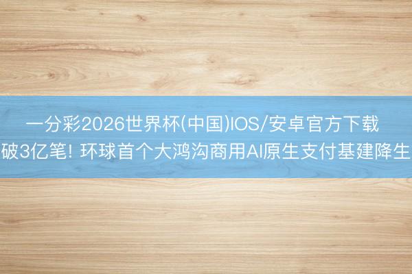 一分彩2026世界杯(中国)IOS/安卓官方下载 破3亿笔! 环球首个大鸿沟商用AI原生支付基建降生