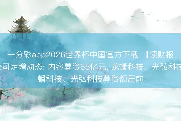 一分彩app2026世界杯中国官方下载 【读财报】5月上市公司定增动态: 内容募资65亿元， 龙蟠科技、光弘科技募资额居前