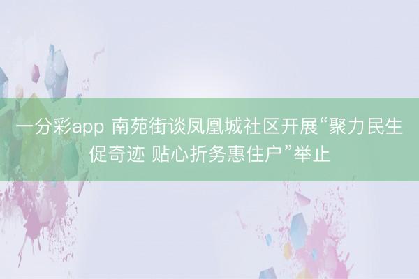 一分彩app 南苑街谈凤凰城社区开展“聚力民生促奇迹 贴心折务惠住户”举止
