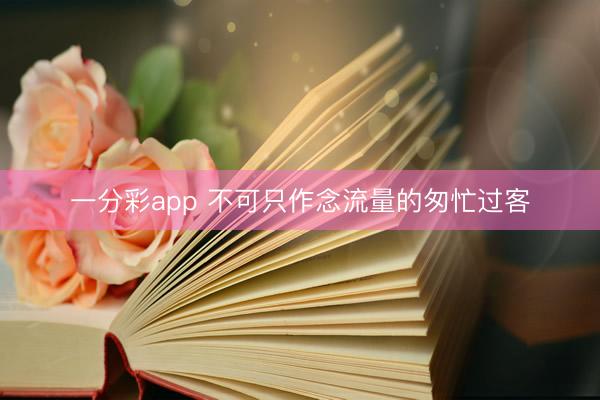 一分彩app 不可只作念流量的匆忙过客