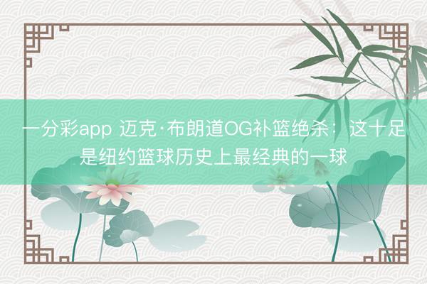 一分彩app 迈克·布朗道OG补篮绝杀：这十足是纽约篮球历史上最经典的一球